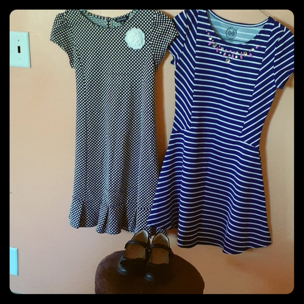 Two dresses, size 12 and shoes size 2